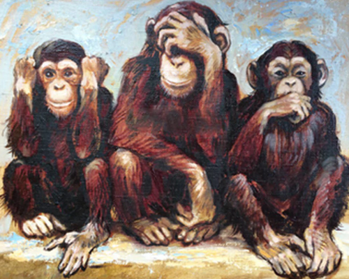 Three Monkeys Sitting on the Wall - DIY 5D Diamonds Painting