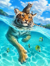 Load image into Gallery viewer, Cat Sitting on Tiger