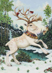 White Rein Deer in Winter Snow Diamond Painting kit
