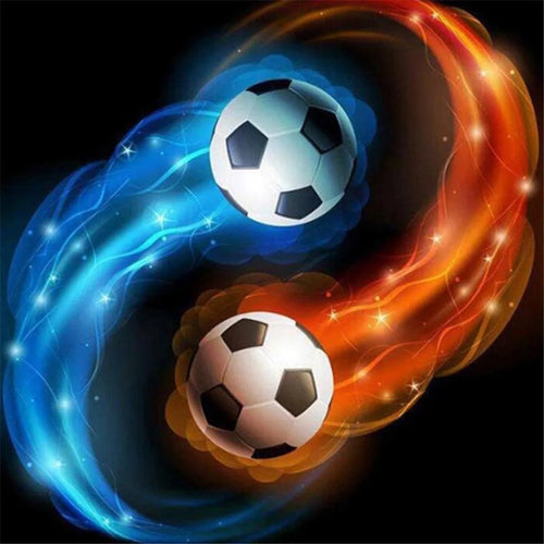 Blue & Red Fire Soccer Ball