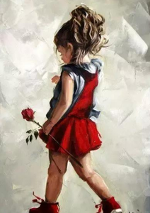 Red rose little girl Paint By Diamonds
