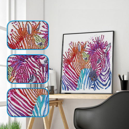 Zebra's Colorful Stripes - Special Diamond Painting