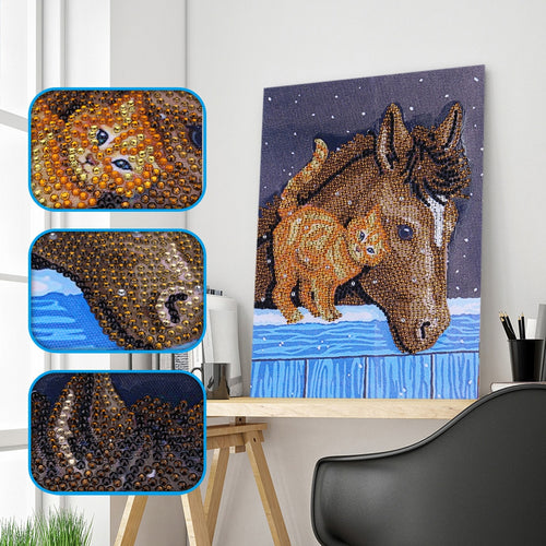 Cat Friend with Horse - Special Diamond Painting