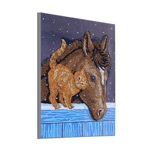 Cat Friend with Horse - Special Diamond Painting