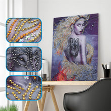 Load image into Gallery viewer, Girl with Wolf Tattoo - Special Diamond Painting