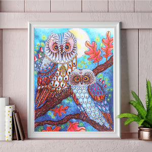 White Lovely Owls - Special Diamond Painting