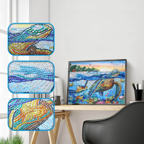 Tortoise In The Sea Scenery - Special Diamond Painting