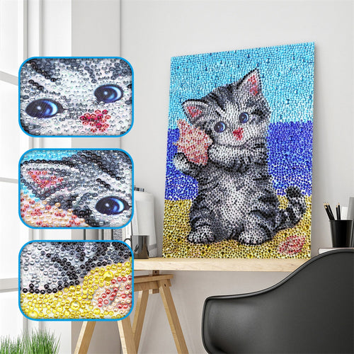 Cat on Beach - Special Diamond Painting