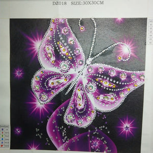Glowing Butterfly Portrait - Special Shaped Diamond Painting