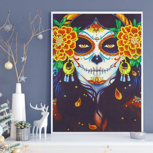 Halloween Women and Flowers - Special Diamond Painting