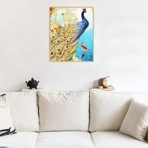 Golden Feather Peacock - Special Diamond Painting