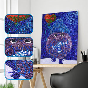 Blue Owl in Winter - Special Diamond Painting