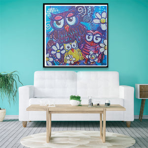 Lovely Owl Family - Special Diamond Paintings