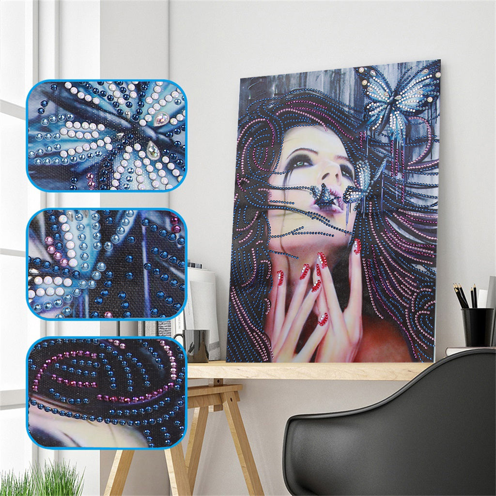 Beauty with Butterfly - Special Diamond Painting