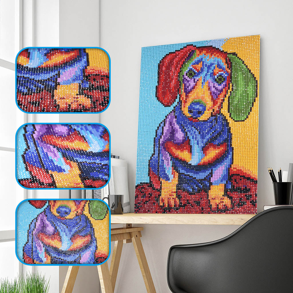 Adorable Dachshund Colorful Puppy - Special Diamond Painting