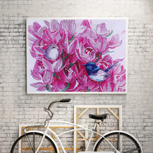 Load image into Gallery viewer, Birds Chirping on Pink Flowers