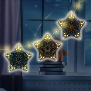 Diamond painting Christmas tree hanging lights