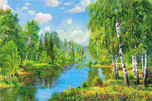 Load image into Gallery viewer, Beautiful Natural Green Lake Painting with Diamonds