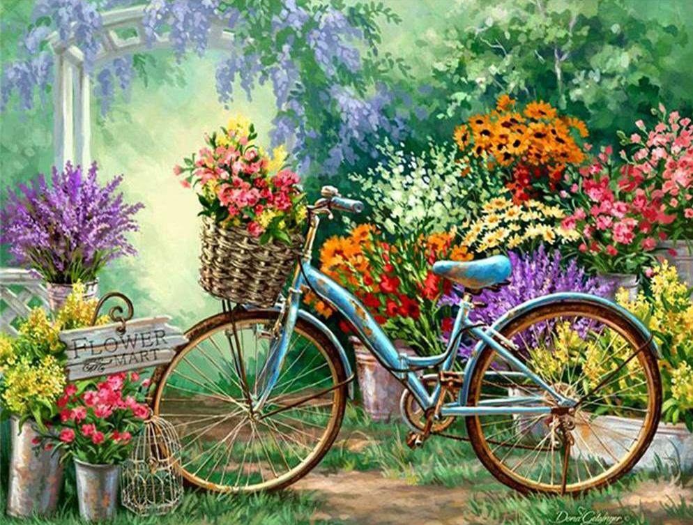 flowers bicycle diamond painting