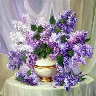 Lavender Flowers in a Vase Diamond Painting Kit