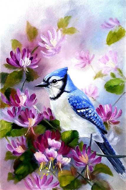 blue sparrow diamond painting