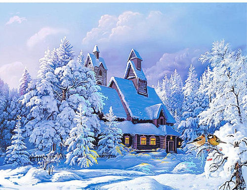 Beautiful Snowfall Painting - Diamond Art