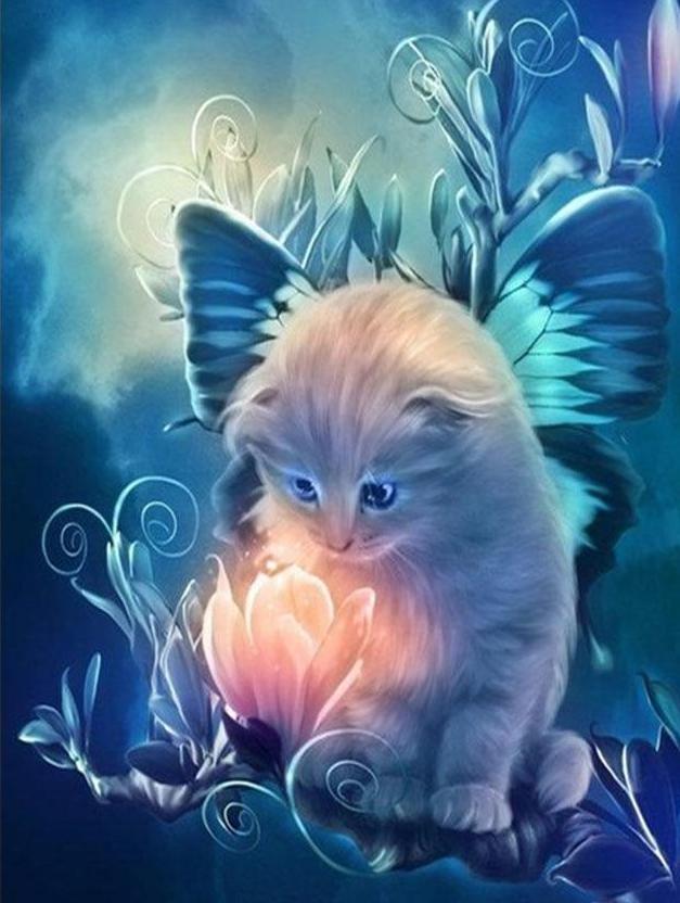 Cute Cat & Glowing Flower