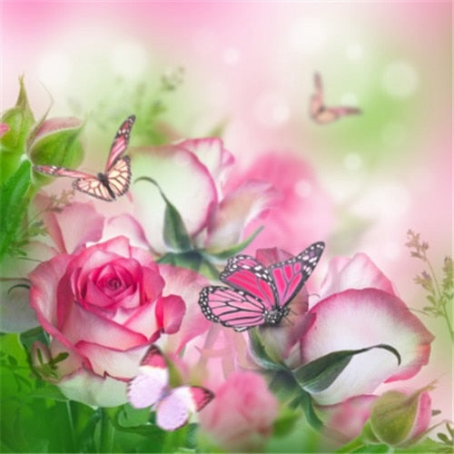 Butterflies on Beautiful Roses – Paint by Diamonds