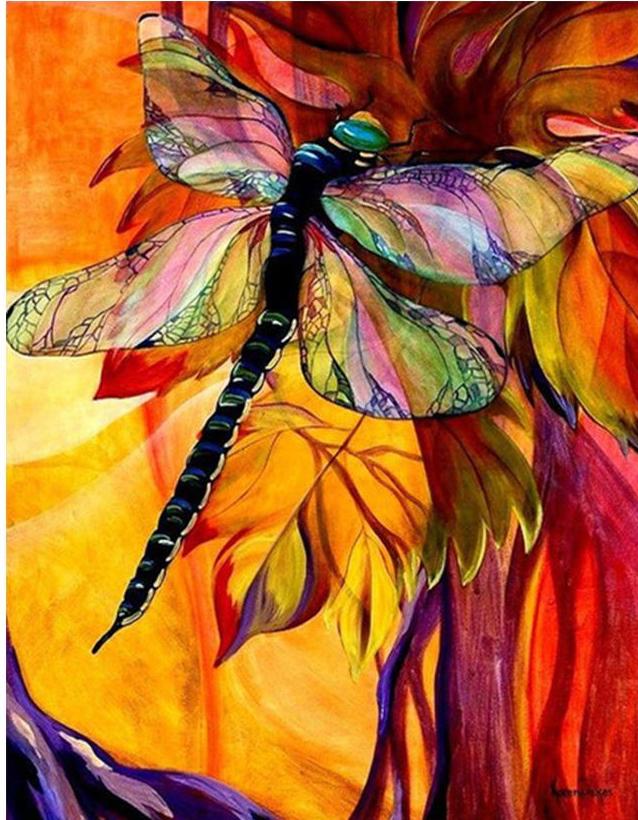 Big Colorful Dragonfly Diamonds Painting