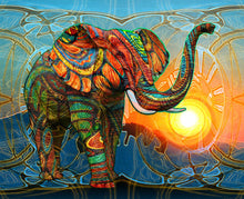 Load image into Gallery viewer, Unique Artistic Elephant and the Sunset Diamond Painting