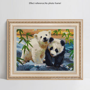 Cute Baby Panda & Bear Painting with Diamonds