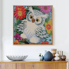 Load image into Gallery viewer, White Owl in Colorful Flowers