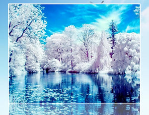 Natural Blue Lake in the Winter