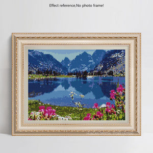 Beautiful Blue Water Lake & Mountains Diamond Art Kit