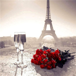 Romantic Red Roses & Glass at Eiffel Tower