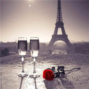 Romantic Red Roses & Glass at Eiffel Tower