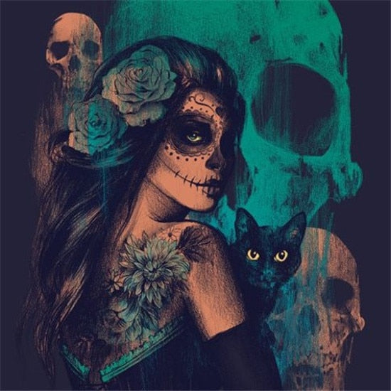 Gorgeous Witch with Black Cat diamond painting kit