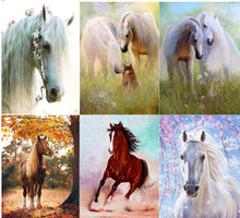 Load image into Gallery viewer, White &amp; Brown Horses Diamond Paintings