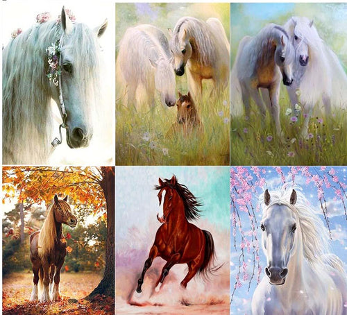 White & Brown Horses Diamond Paintings