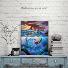 Load image into Gallery viewer, Beautiful Mermaid &amp; Dolphin Diamond Painting
