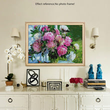 Load image into Gallery viewer, Beautiful Colorful Flowers in Glass Vase