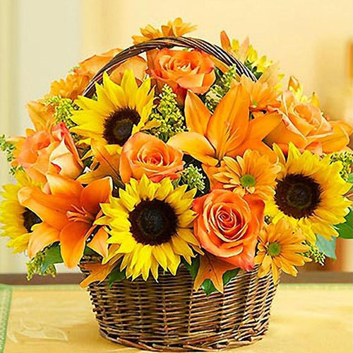 Beautiful Sunflowers & Roses Basket