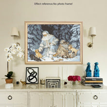 Load image into Gallery viewer, Santa Claus and Puppies on Snow Diamond Paint Kit