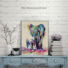 Load image into Gallery viewer, Colorful Mother Elephant with Baby DIY Painting