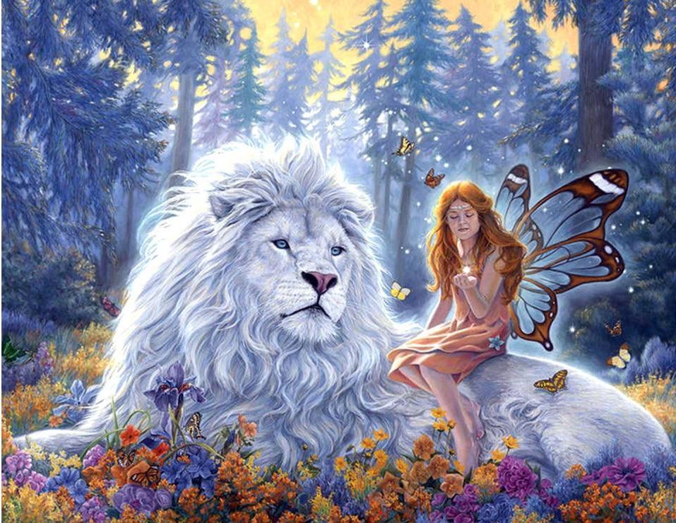 white lion diamond painting