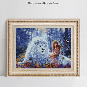 Big White Lion and Fairy  Diamond Painting