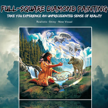 Load image into Gallery viewer, Beautiful Girl and Wolves Painting with Diamonds