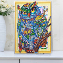 Load image into Gallery viewer, Elder Artistic Owl Diamond Painting