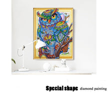 Load image into Gallery viewer, Elder Artistic Owl Diamond Painting
