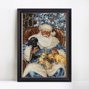 Santa with Cute Puppies Diamond Painting